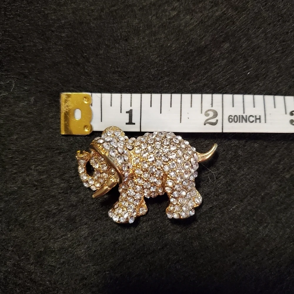 Crystal Encrusted Elephant Brooch